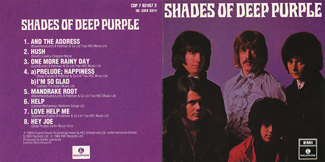 deep purple cd shades of parlophone EMI cover out