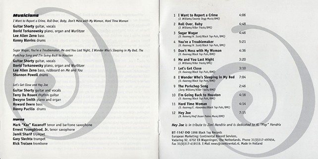 Guitar Shorty CD Roll Over, Baby booklet 4
