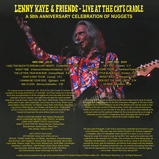 Hope Nicholls LP Lenny Kaye and Friends 
insert front