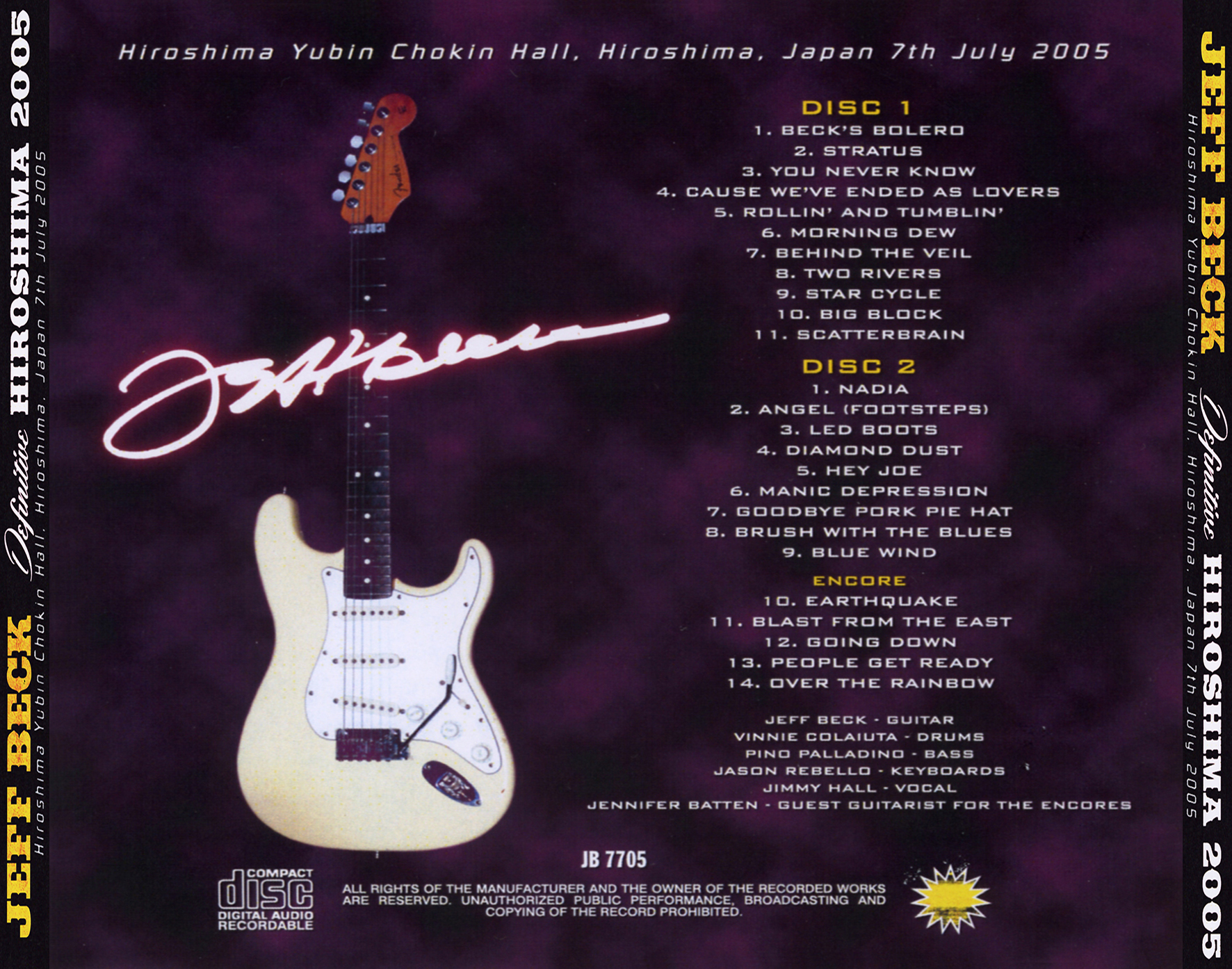 jeff beck cd definitive hiroshima 2005 tray