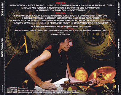 jeff beck july 13, 2005 cd sapporo 2005 cd sapporo 2005 tray