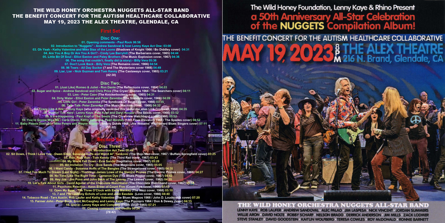 Jim Pons, John Beck, Wild Honey Orchestra CD 2023-05-19 Alex Theatre, Glendale cover