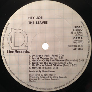 leaves lp hey joe label line label 1