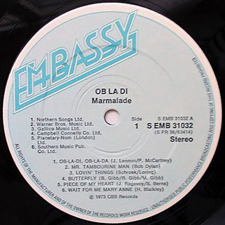 marmalade lp ob la di ob la da embassy uk label 1