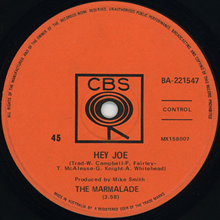 marmalade single cbs australia label hey joe