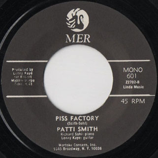 patti smith hey joe piss factory single mer 601 label 2