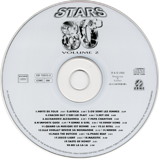 Cover Team et ses chanteurs feat C. Willys CD Stars 80's
label