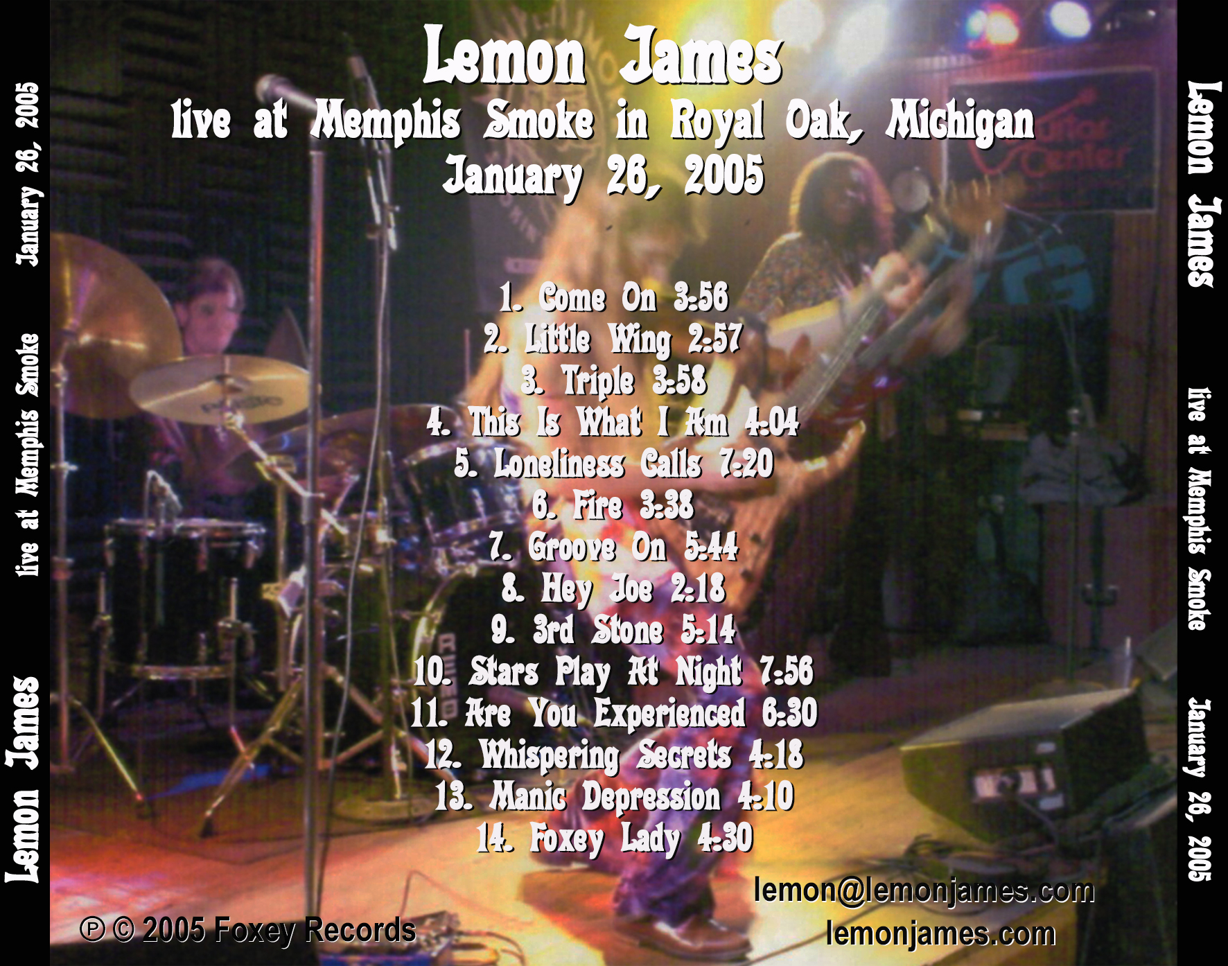 Lemon James CD Memphis Smoke Live tray