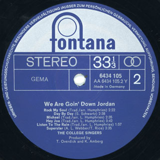 college singers lp we are goin down jordan label 2