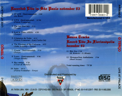 o terco cd live at palace tray