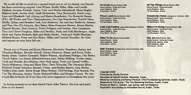 Randy Pavlock and Twenty Four Seven CD Miles To Go cover in
