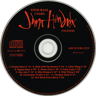 Toth Bagi Csaba CD Jimi Hendrix Emlékére label CD
