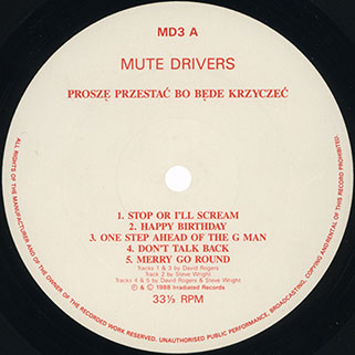 
mute drivers lp stop or i'll scream label 1