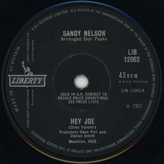 sandy nelson single side hey joe black label