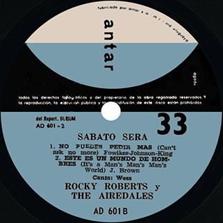 rocky roberts ep sabato sera uruguay label 2