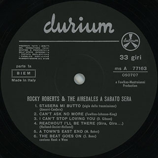 rocky roberts lp a sabato sera italy label 1