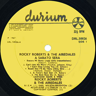 rocky roberts lp a sabato sera israel label 1