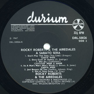 rocky roberts lp a sabato sera uk label 2