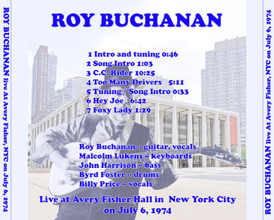 roy buchanan live at avery fisher on july 6, 1974 tray