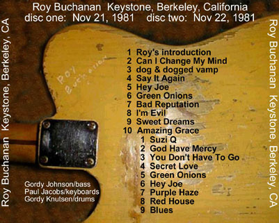 roy buchanan november 21 and 22 the doberman, the liberator woman and the blues man tray