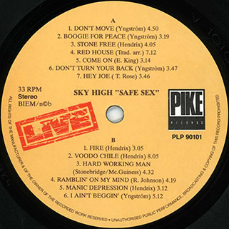 sky high lp safe sex label a