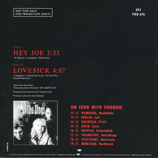 slags single hey joe lovesick back cover