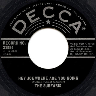 surfaris single decca canada side hey joe