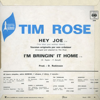 rose tim single hey joe france back cover