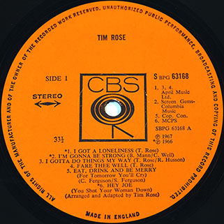 tim rose lp same cbs uk label 1