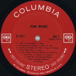 tim rose lp tim rose columbia cs 9577 label 1