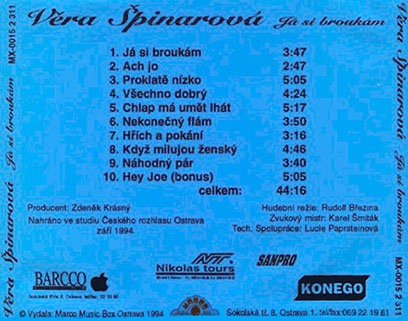 vera spinarova cd ja si broukam tray