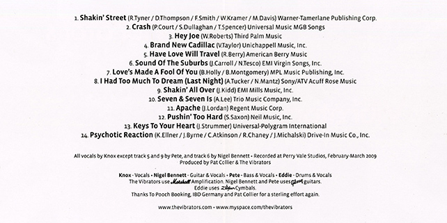 Vibrators CD Garage Punk Anarchy 2009 cover in