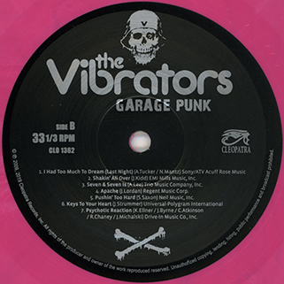 Vibrators LP reissue Garage Punk Cleopatra 2019 label 2