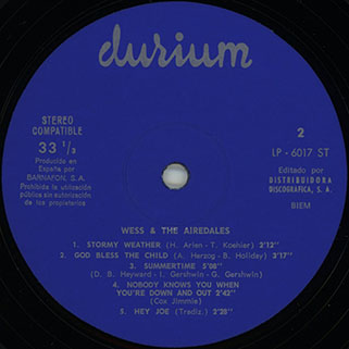 wess and the airedales lp durium 6017 spain 1971 label 2