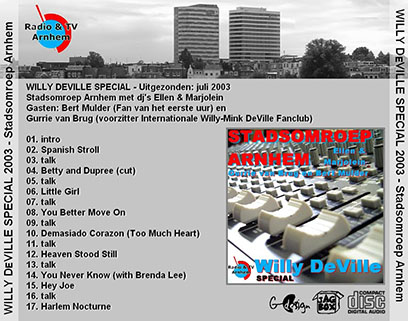Willy DeVille 2003 07 Stadsomroep Arnhem Holland tray