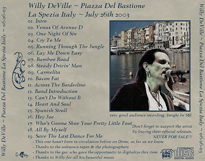 willy deville 2005 03 19 palasport chiari italy tray
