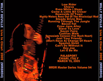 willy deville 2005 03 19 palasport chiari italy tray