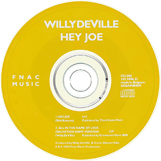 
willy deville cd single hey joe fnac music belgium 165.5086.40 label