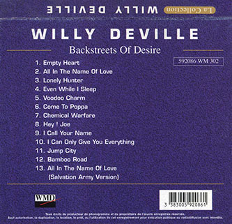 
willy deville cd la collection backstreets of desire card sleeve back