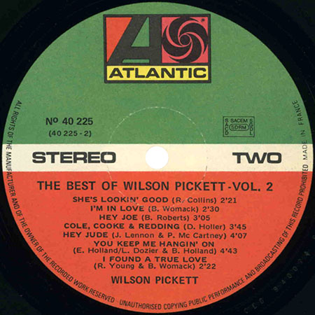 wilson pickett lp best of volume 2 france 40225 label 2