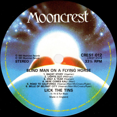 Lick The Tins LP Blind Man On a Flying Horse mooncrest label 2