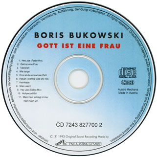 Boris Bukowski CD Gott ist Eine Frau  label