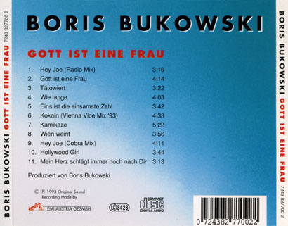 Boris Bukowski CD Gott ist Eine Frau tray