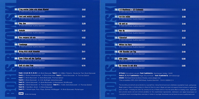 Boris Bukowski CD The Very Best Of 1985-1993 cover in