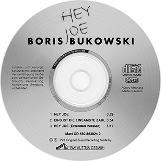 Boris Bukowski CD maxi Hey Joe   label