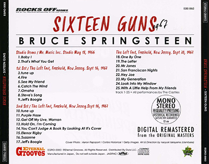 the Castiles feat. Bruce Springsteen CD Bruce Springsteen -Sixteen Guns 1967 tray out