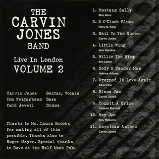 Carvin Jones Band CD Live In London Volume 2 back