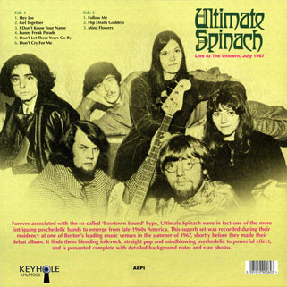 ultimate spinach live at the unicorn keyhole lp back